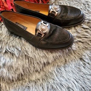 Men Black Fratelli Shoes With Animal Skin On The Top